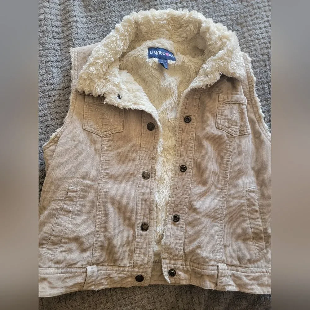 Limited Too Beige Sherpa Corduroy Vest (Girls 12)